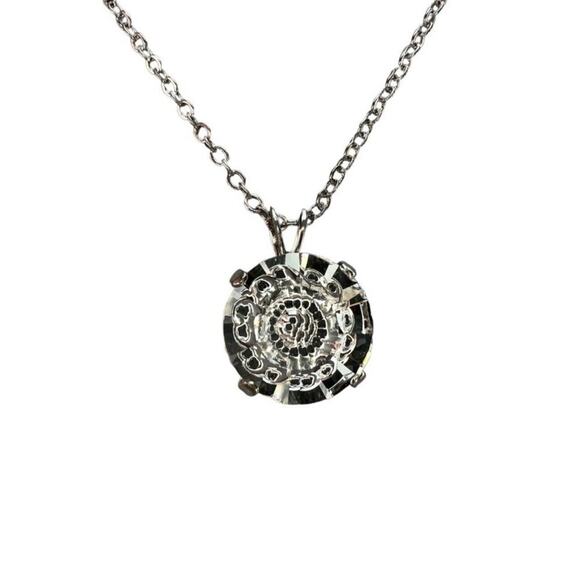 Swarovski Large Clear Round Crystal Pendant On Silver Chain Necklace - Picture 1 of 16
